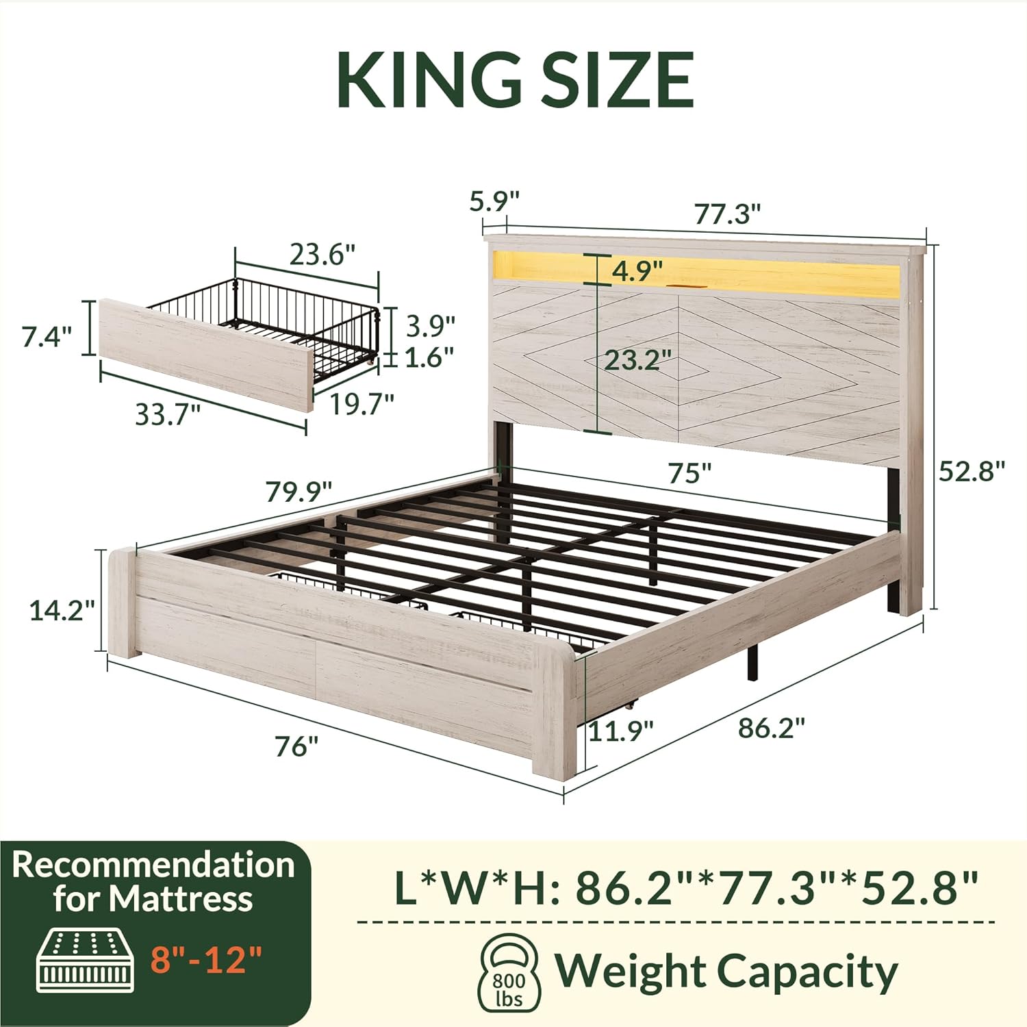 Деревянная кровать-платформа р – обзор и цена King Size Bed Frame With Storage Drawers