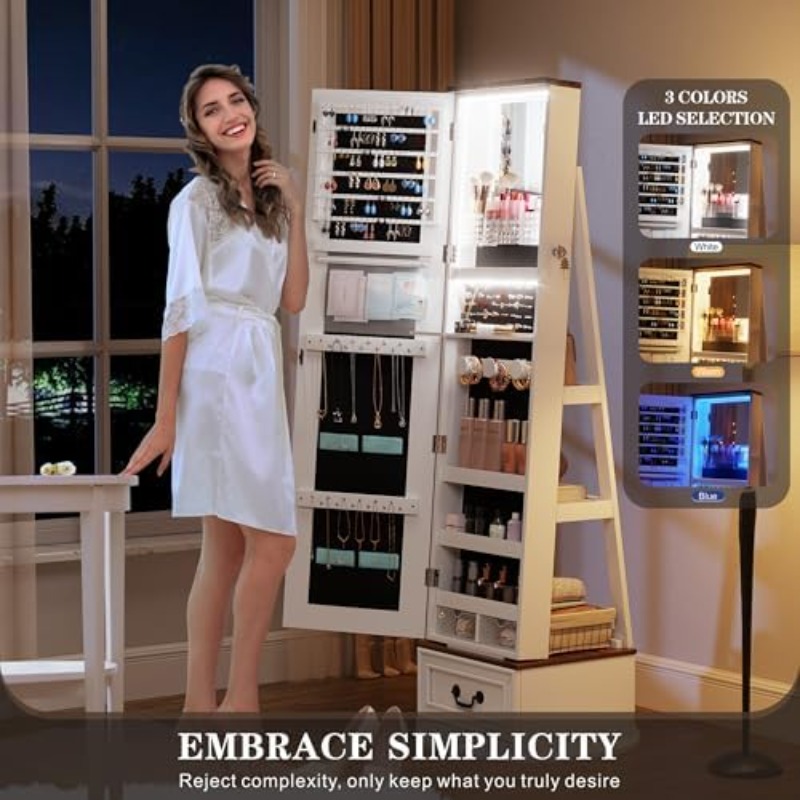 360 ° Вращающийся шкаф-армореу – обзор и цена Full Length Mirror Jewelry Armoire