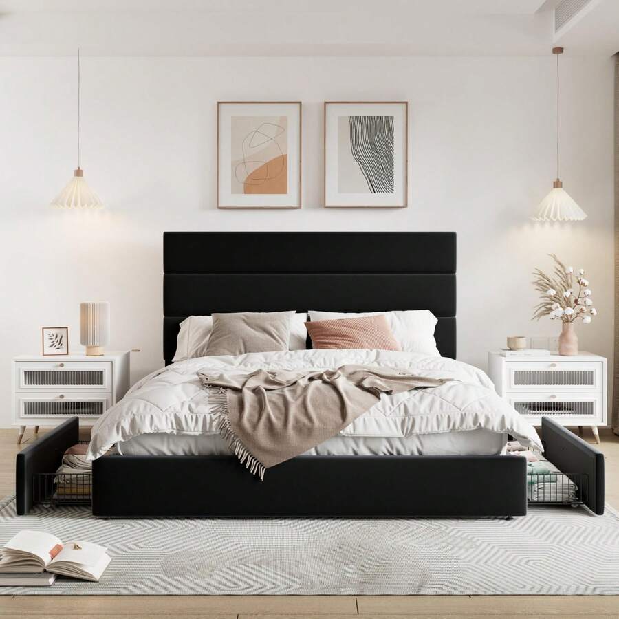 Кровать-платформа размера Full – обзор и цена King Size Bed Frame With Storage Drawers