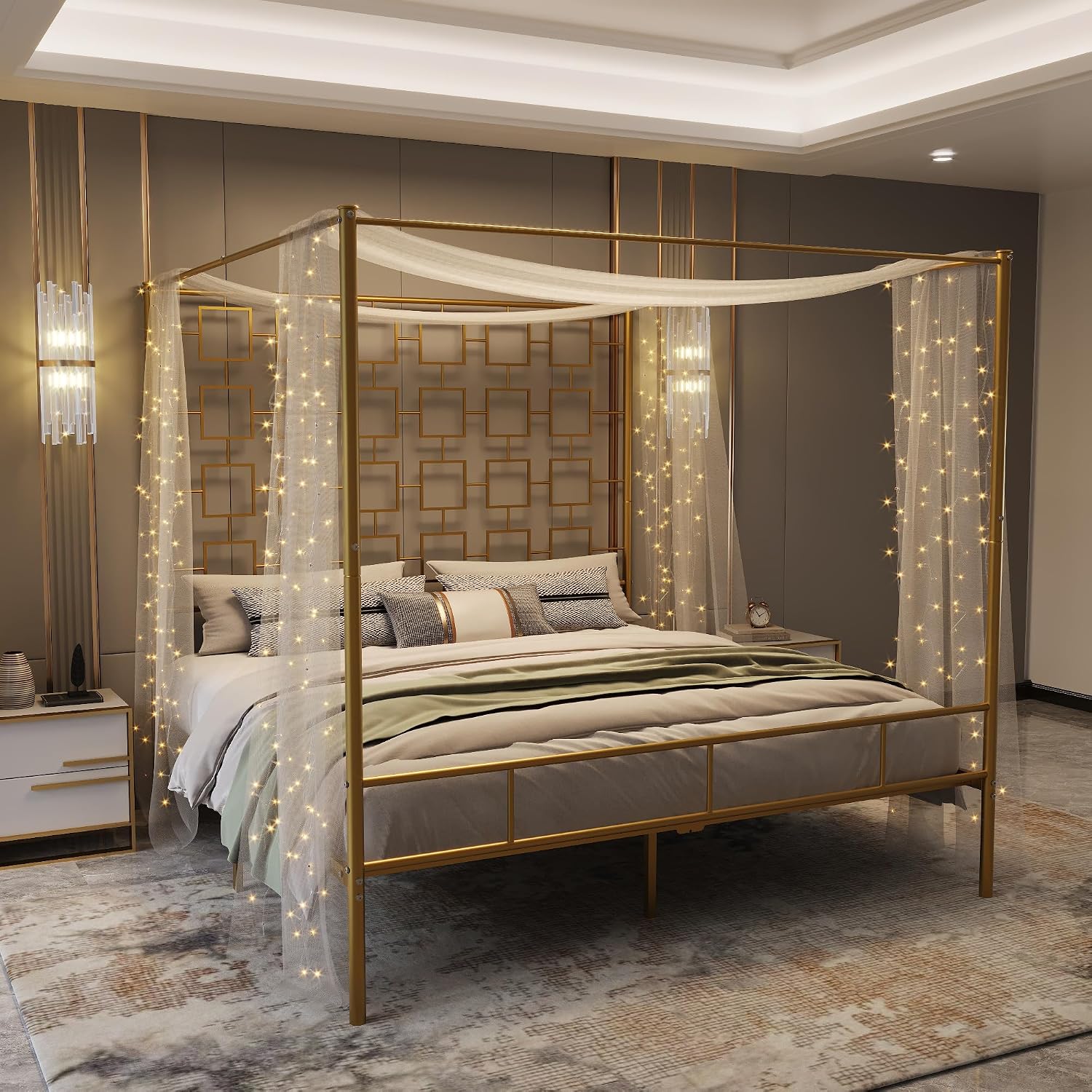 Кровать-королева с балдахином, – обзор и цена Canopy Bed Frame Metal Queen