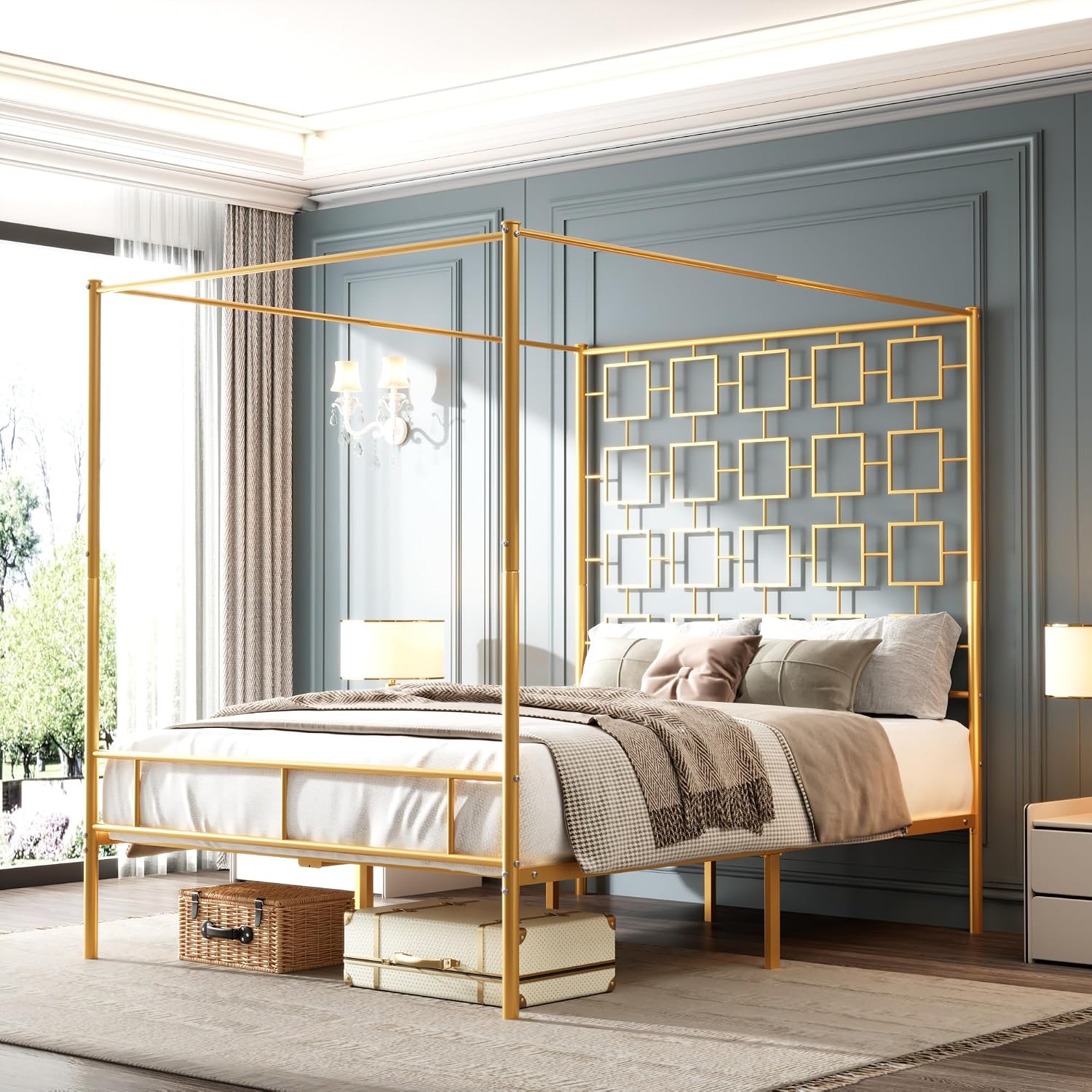 Кровать-королева с балдахином, – обзор и цена Canopy Bed Frame Metal Queen