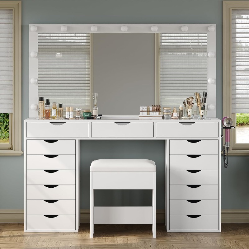 Туалетный столик Yanosaku с зе – обзор и цена Dressing Table Vanity With Lighted Mirror