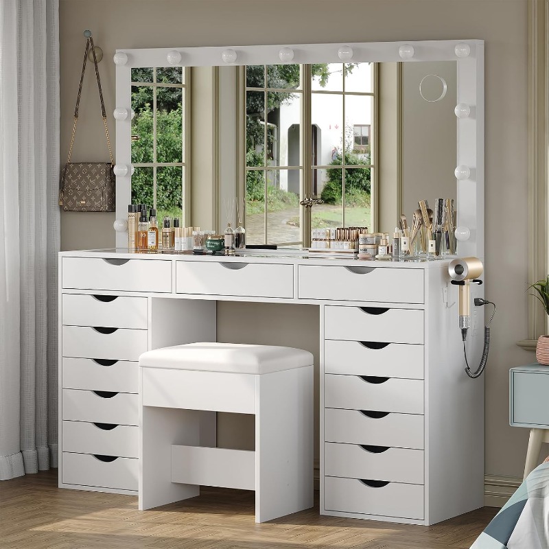 Туалетный столик Yanosaku с зе – обзор и цена Dressing Table Vanity With Lighted Mirror