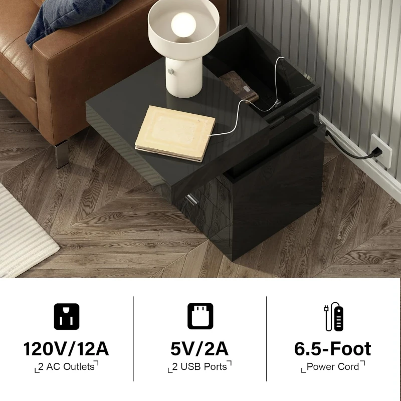Светодиодный прикроватный стол – обзор и цена Solid Wood Nightstand 2 Drawers