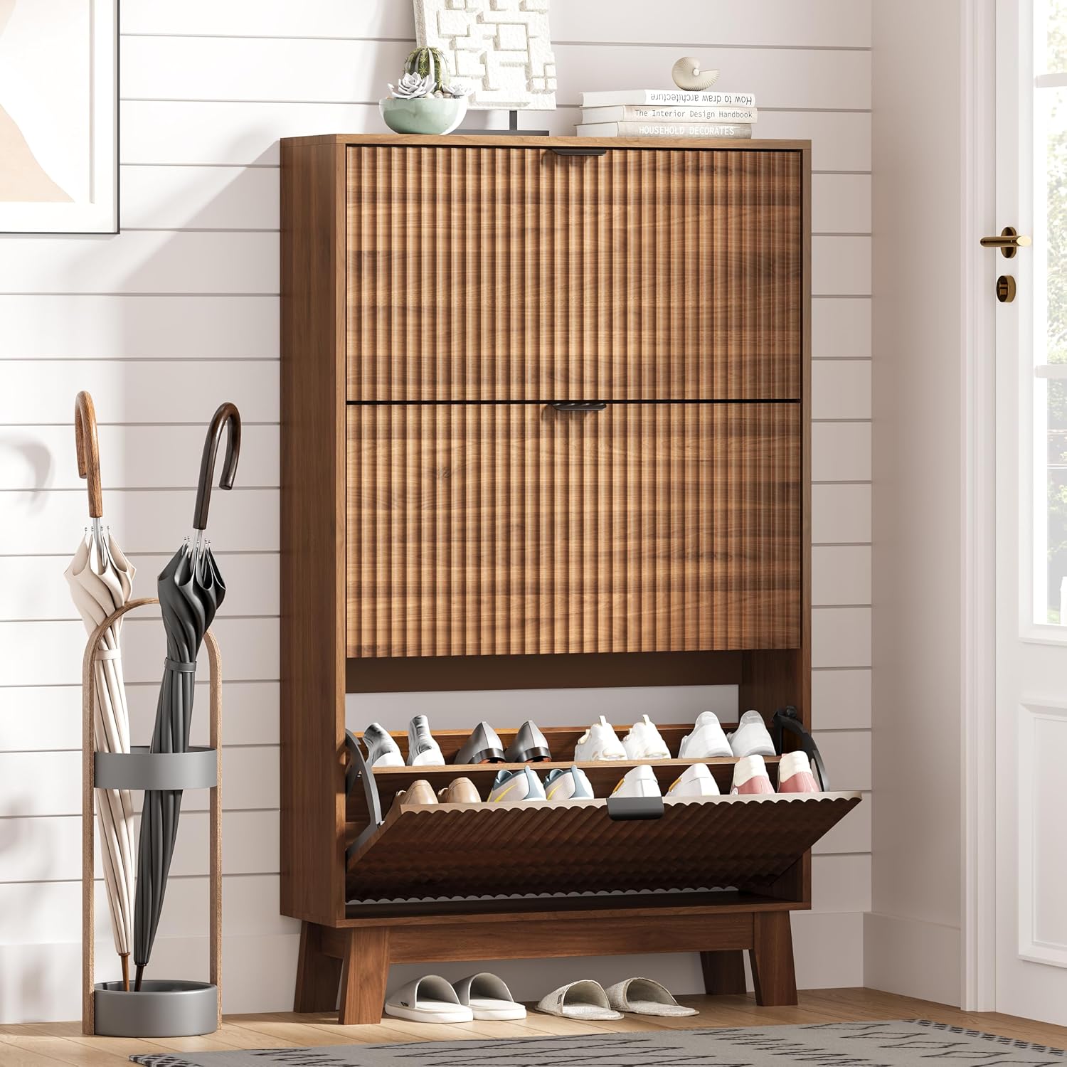Шкаф для обуви в прихожую с 3  – обзор и цена Shoe Rack Cabinet Narrow Entryway