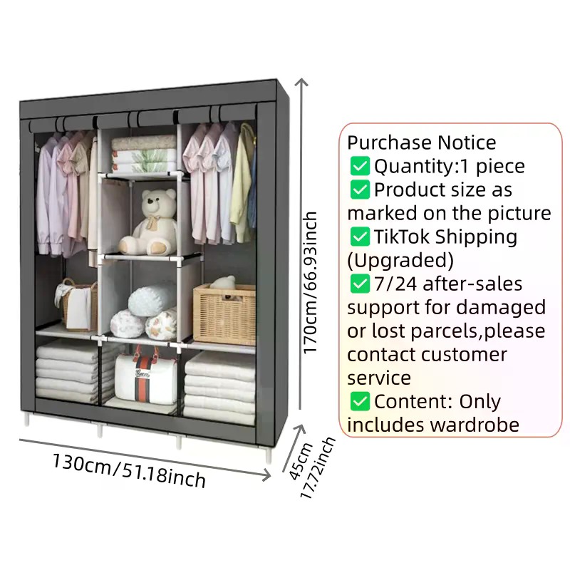 64-дюймовый переносной шкаф из – обзор и цена Wardrobe Closet Portable Fabric Cover